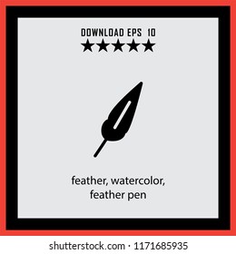 feather, watercolor  vector icon