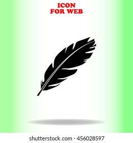 Feather web icon. Black illustration on white background