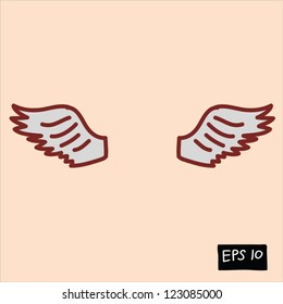feather wing doodle, hand drawing