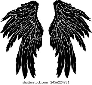 Feather Wings in the form of Angel or Dragon Illustration in Vector