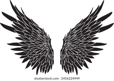 Feather Wings in the form of Angel or Dragon Illustration in Vector