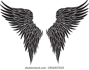 Alas de pluma en forma de Ángel o Dragón Ilustración en Vector