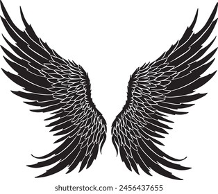 Feather Wings in the form of Angel or Dragon Illustration in Vector