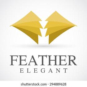 Feather wings gold elegant logo element design vector shape icon symbol template business company