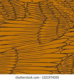 Feather wings seamless pattern in gold brown color