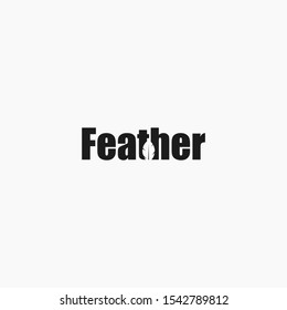 Feather Wordmark Logo Forms a Negative Space Of feather.