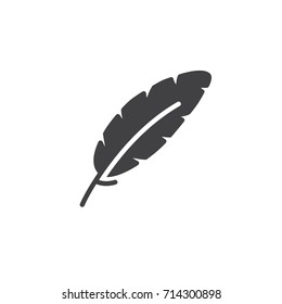 Feather, write icon vector, filled flat sign, solid pictogram isolated on white. Lightweight symbol, logo illustration. Vector graphics