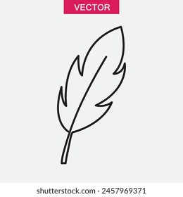 Feather, write line icon. Lightweight symbol flat trendy style illustration for web and app..eps