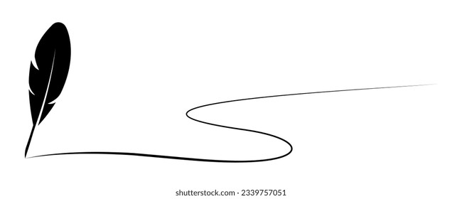 Feather escribe sobre el fondo blanco. Escribir una carta. Vector 10 Eps.