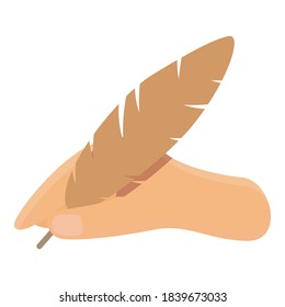 Feather writing icon. Cartoon of feather writing vector icon for web design isolated on white background