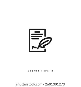 Feather Writing Icon. Editable Stroke