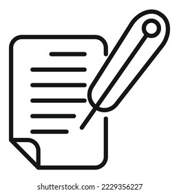 Feather writing icon outline vector. Letter text. Writer content