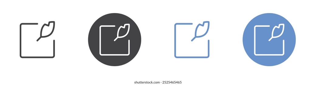 Feather writing icon Thin outline art symbol