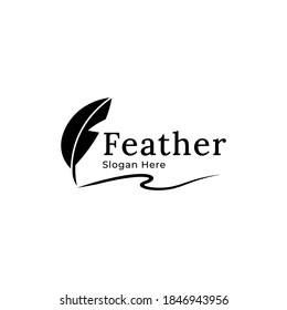 Feather writing Logo Template vector illustration