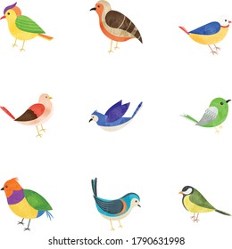 Feathered Birds Flat Icons Pack 