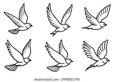 Feathered Flight line art Artwork Depicting Avian Grace