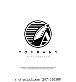 Letra emplumada a diseño de logotipo