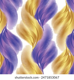 feathers Art Background with golden and blue stylist colorful design. most popular printable feather background design vector illustration. Walpaper, player, and other prints.