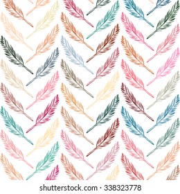 Feathers background. Beautiful vector pattern.