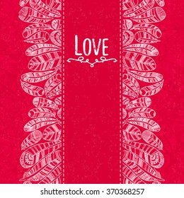  Feathers background  with save the date type design.Beautiful Valentine's day love card. I love you.  Love is in the air