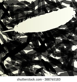 Feathers background vintage retro illustration concept