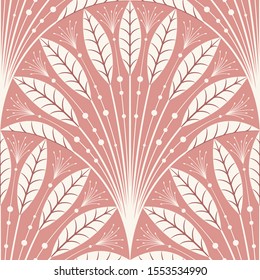 Feathers and beads, leaf scallop pattern, seamless vector