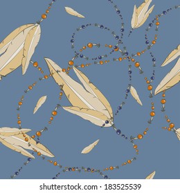 feathers and beads, seamless pattern
