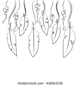 feathers beads set chaplet chain vector