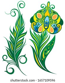 Feathers. Beautiful collection of vector  feathers