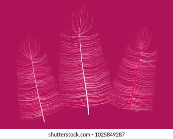 Feathers. Beautiful Hand Drawn Beard Feathers. Colorful Feathers Isolated. Fluff. Feathers for Wallpaper, Illustration, Carnival, Masquerade, Invitation, Textile. Decoration Element for Your Design.