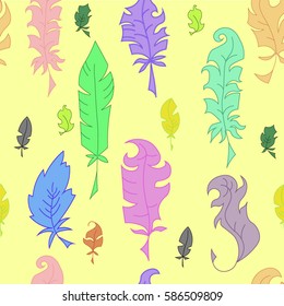 Feathers bright seamless pattern