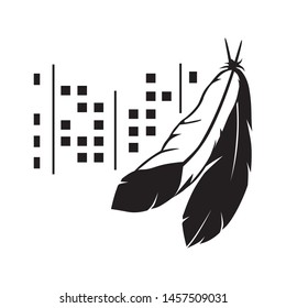 feathers and city, vector illustration