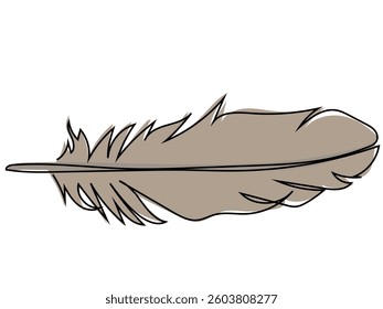 Feathers in continuous line drawing on a white background.