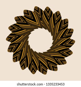 feathers corolla frame in gold black on ivory