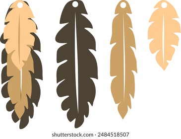 Feathers earrings vector . Ear drop element. Laser cut template