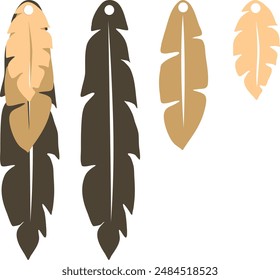 Feathers earrings vector . Ear drop element. Laser cut template