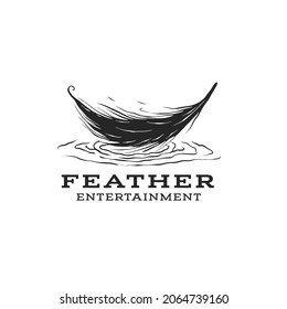 feathers fall in the water logo. entertainment logo design template with white background
