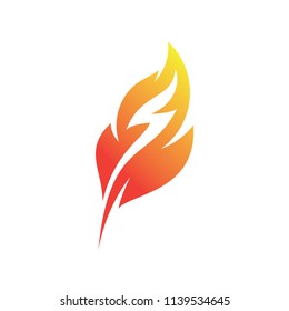 Feathers with fire logo vector