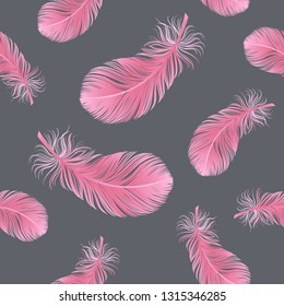 feathers of a flamingo bird, seamless pattern, vector illustration