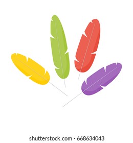 Feathers flat vector icon, Flat design of animal, wildlife or birdwatching object isolated on the white background, vector illustration with reflections