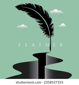 Feathers graphic design poster, vector illustration