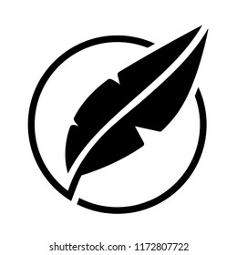 Feathers Icon. Ancient Pen Element within Glyph Style. Applied as a Trendy Symbol for Design Component, Websites, Presentation, and Applications - Vector.    