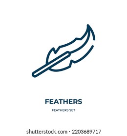 Feathers icon. Linear vector illustration from feathers set collection. Outline feathers icon vector. Thin line symbol for use on web and mobile apps, logo, print media.