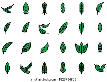 Feathers icons set. Outline set of feathers vector icons thin line color flat on white