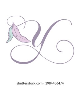 feathers and letter y , vector
