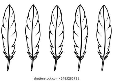 Feathers Line Art Stylish Linework for Feather Art Projects