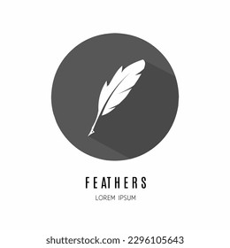 Feathers logo. Illustration of feathers in flat. Stock vector.