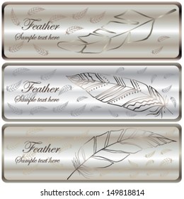 Feathers metallic banner horizontal vector