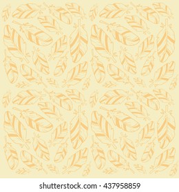 feathers on a yellow background boho-chic style