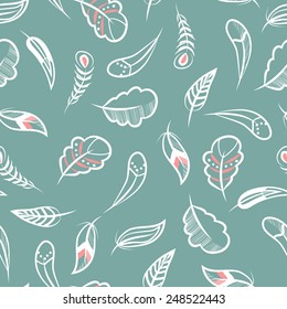 Feathers Pattern. Colored vector illustration 3